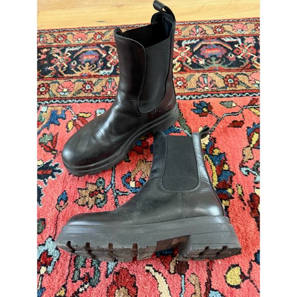 Anine Bing Shoes - Anine Bing Justine Boots Chelsea Chunky Black Leather 37 Gore 7 7.5 Shoes Women